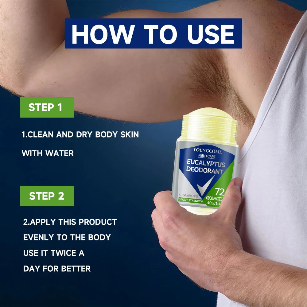 YOUNGCOME Men’s Roll-On Deodorant Stick 40g – Fast Dry Long-Lasting Underarm Odor Protection - Roomsium