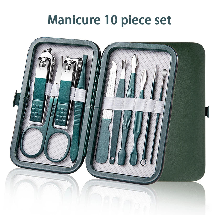 Professional Stainless Steel Manicure & Pedicure Kit – 7/10/12/18 Piece Nail Care Set with Travel Case - Roomsium