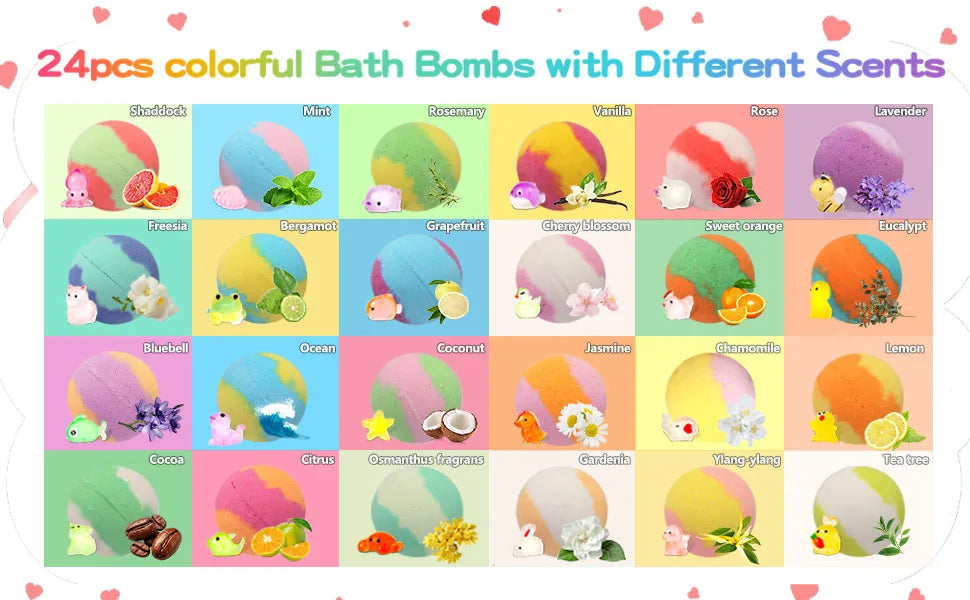 Bath Bombs for Kids with Surprise Inside – 24 Pack Bubble Bath Fizzies