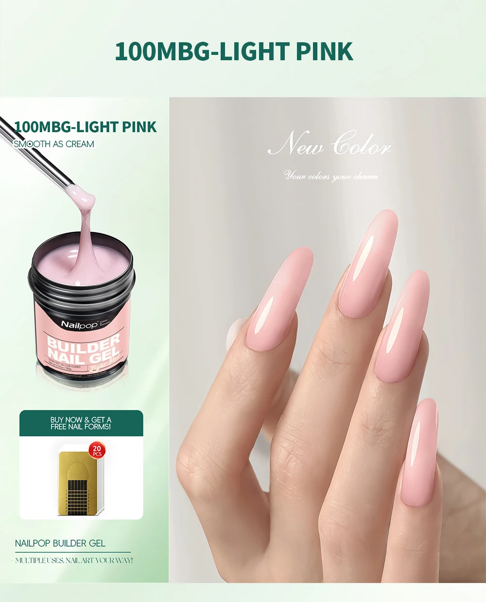 Nailpop Milky Smooth Builder Gel 30g / 100g – Self-Leveling Hard Gel for Nail Extension & Apex Building - Roomsium