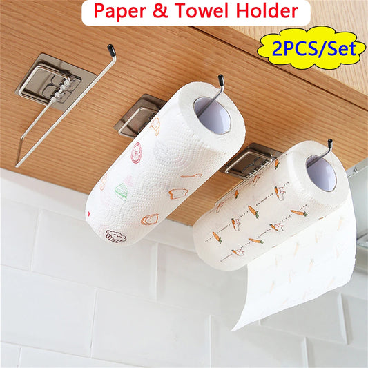 2PCS Stainless Steel Adhesive Paper Towel Holder