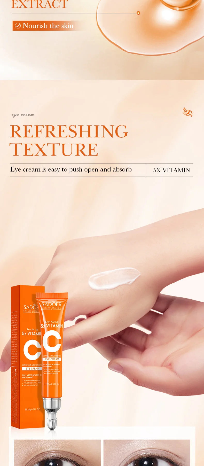 Vitamin C Eye Cream – Hydrating & Brightening Under Eye Care (20g) - Roomsium
