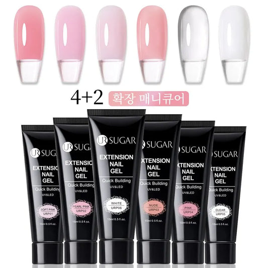 UR SUGAR Builder Gel Nail Extension Set – 6PCS 15ml UV/LED Soak-Off