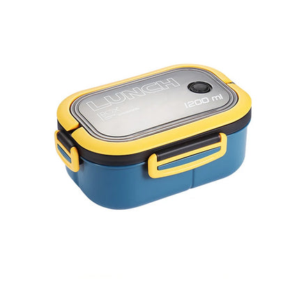 Double-Layer Portable Lunch Box with Spoon & Fork – Microwave Safe Bento Food Container (1200ml)