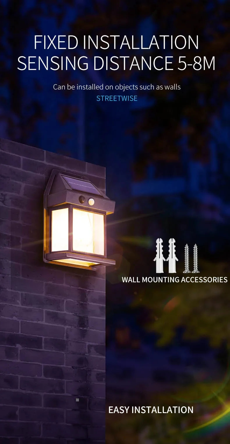 Solar Outdoor Waterproof LED Wall Light with Motion Sensor – IP65 Garden & Fence Lamp - Roomsium