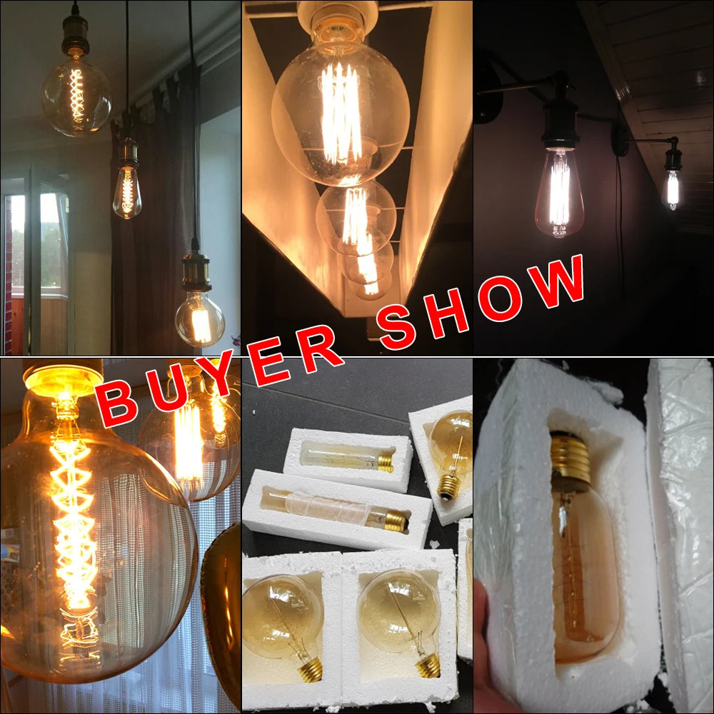YNL E27 Retro Edison Bulb 220V 40W – ST64 G80 G95 G125 Vintage Filament Light Bulb - Roomsium
