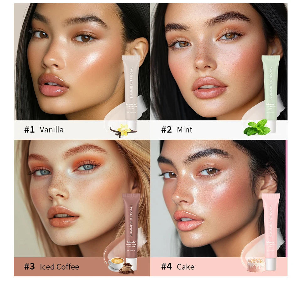 Summer Moisturizing Lip Balm Gloss – Transparent Lip Oil with Vanilla, Mint & Iced Coffee Scents - Roomsium