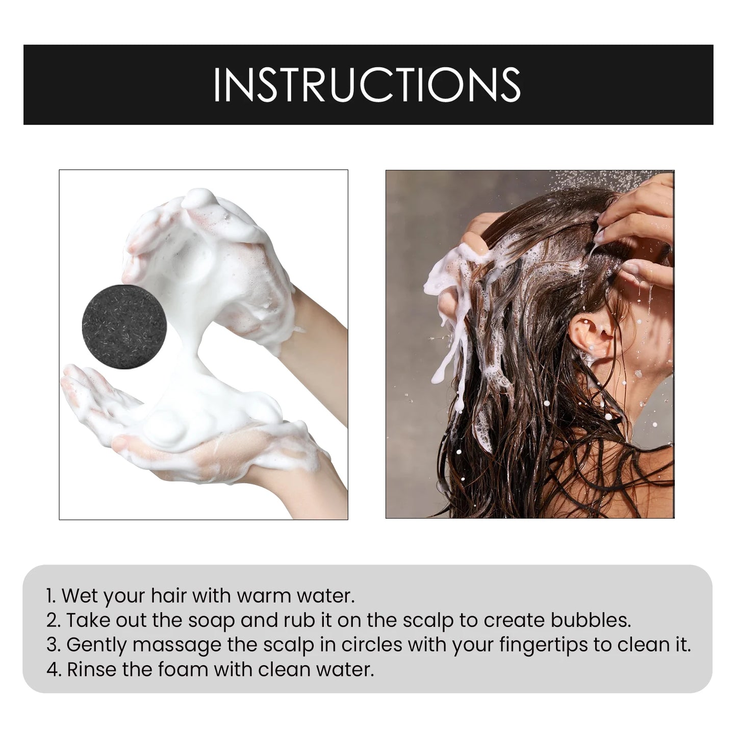 OUHOE Bamboo Charcoal Shampoo Soap – Deep Scalp Cleanse & Oil Control 60g - Roomsium