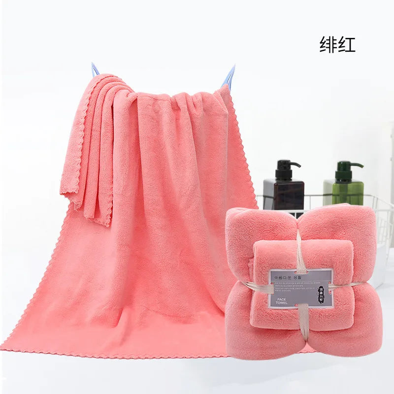 2PC Coral Velvet Bath Towels Set Soft Quick Dry