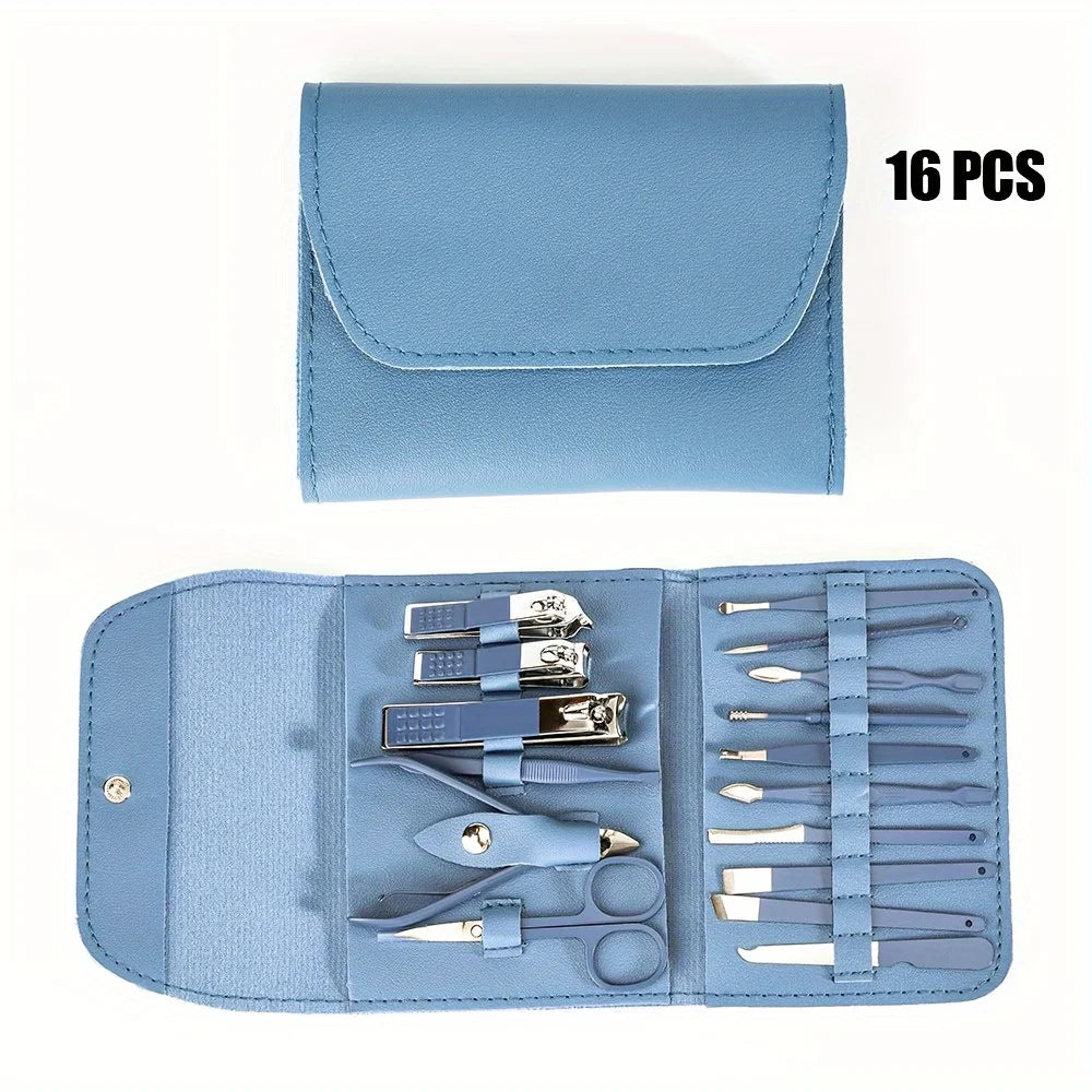 16-Piece Professional Nail Clipper & Cuticle Nipper Set – Manicure & Pedicure Kit with Travel Case - Roomsium