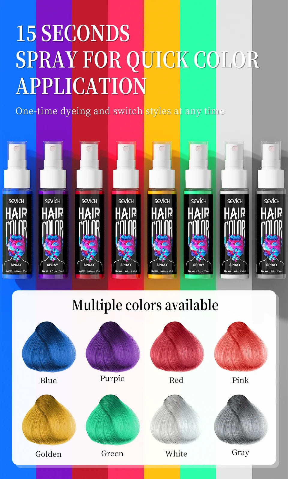 Temporary Hair Color Spray 30ml – Washable Styling Color