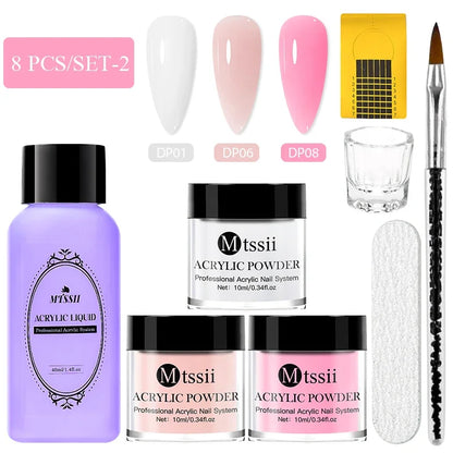 MTSSII 8pc Acrylic Nail Powder Set with Brush