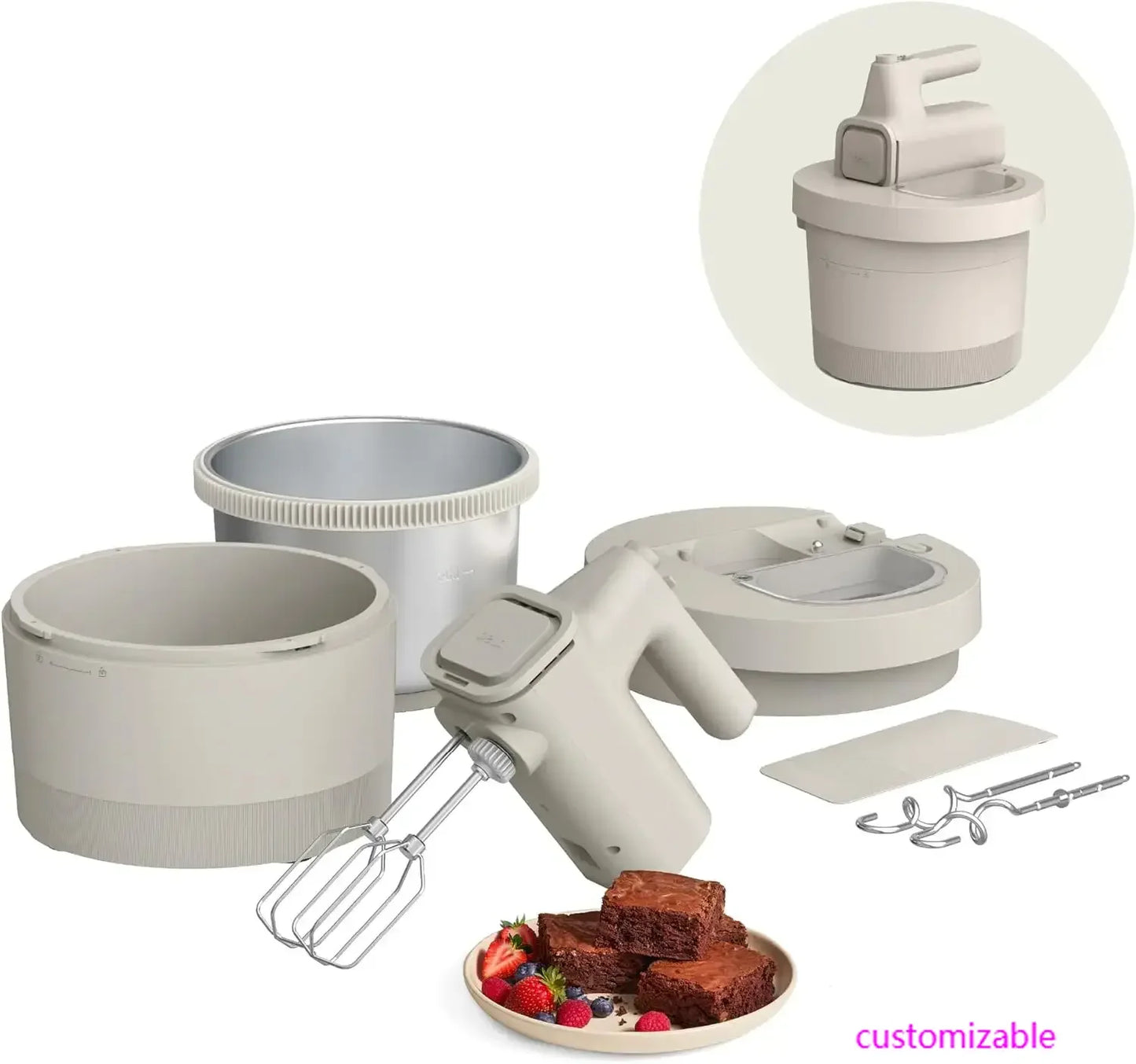 3.5 QT Hand Mixer – 6-Speed Electric Mixer with Removable Bowl