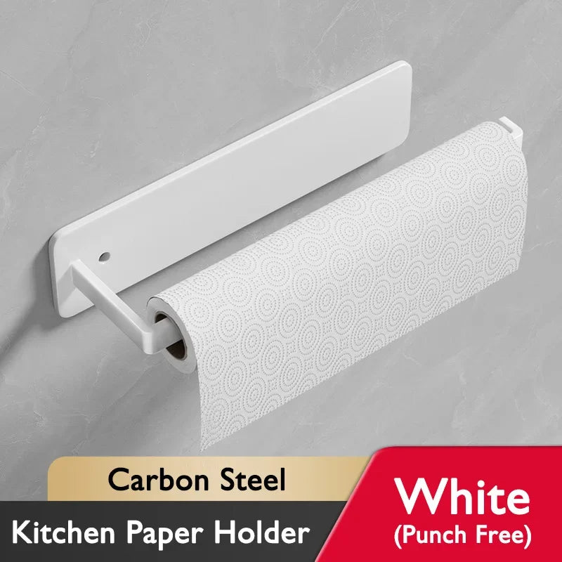 Self Adhesive Paper Towel Holder – No-Drill Metal Rack for Kitchen & Bathroom