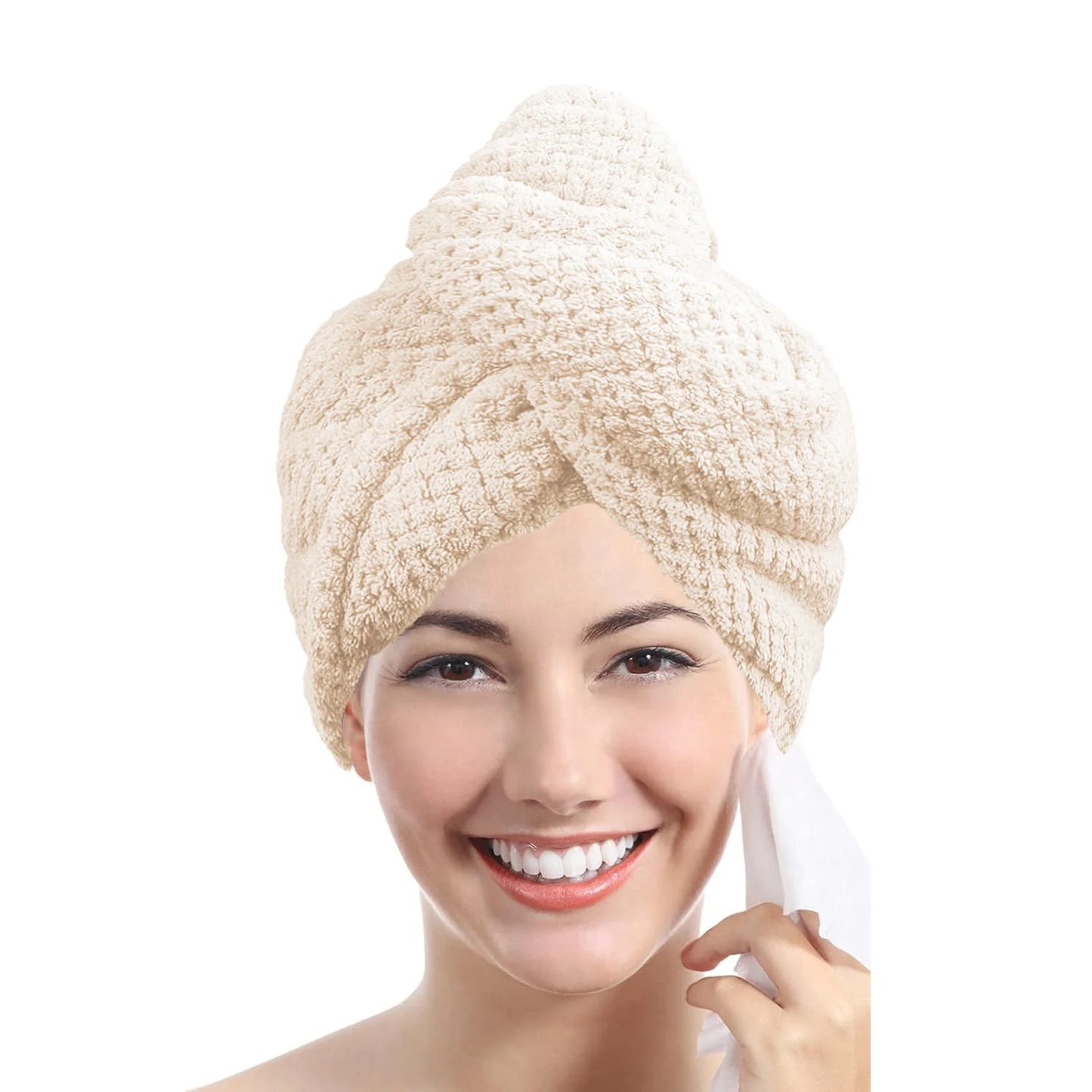 Absorbent Hair Towel Wrap Button Closure