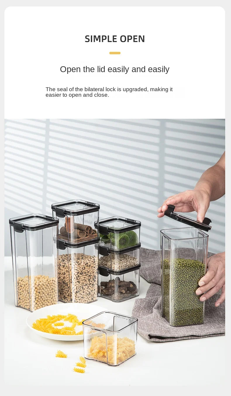 Sealed Kitchen Grain Storage Jars – Moisture-Proof Transparent Food Containers (460–1800ml)
