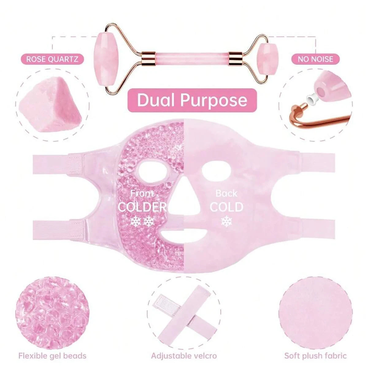 Facial and Eye Mask Ice Pack – Reusable Hot & Cold Gel Bead Mask