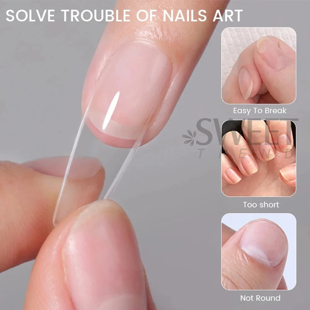 550pcs Soft Gel Full Cover Nail Tips – Almond & Coffin