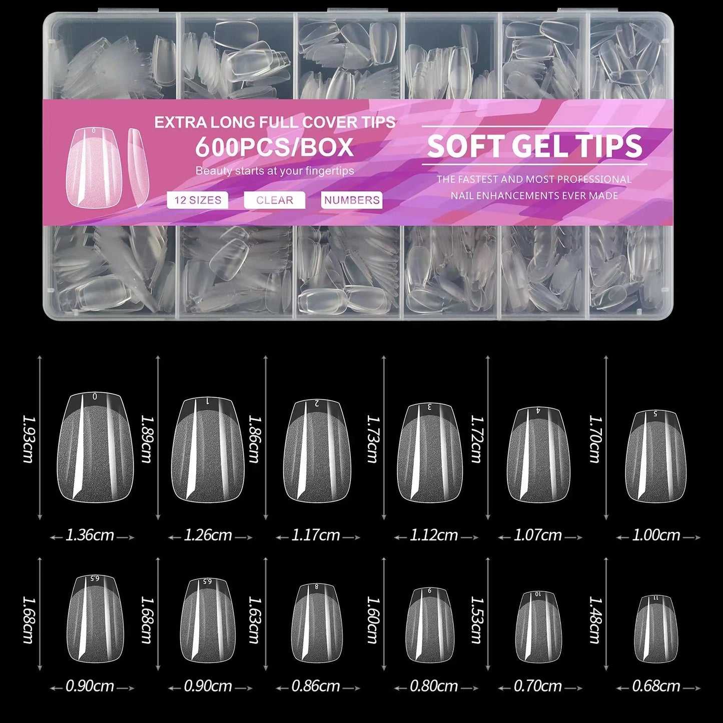 600pcs Soft Gel Nail Tips – Half Matte Clear Almond False Nails for Extension - Roomsium