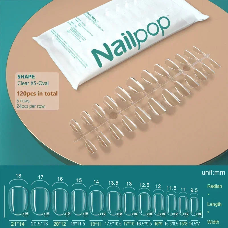 NAILPOP 120pcs Soft Gel Full Cover Press On Nails – Coffin Clear / Semi-Matte False Nail Tips - Roomsium