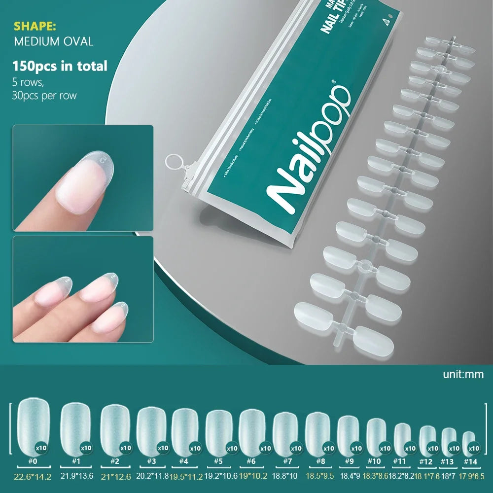 NAILPOP 120pcs Soft Gel Full Cover Press On Nails – Coffin Clear / Semi-Matte False Nail Tips - Roomsium