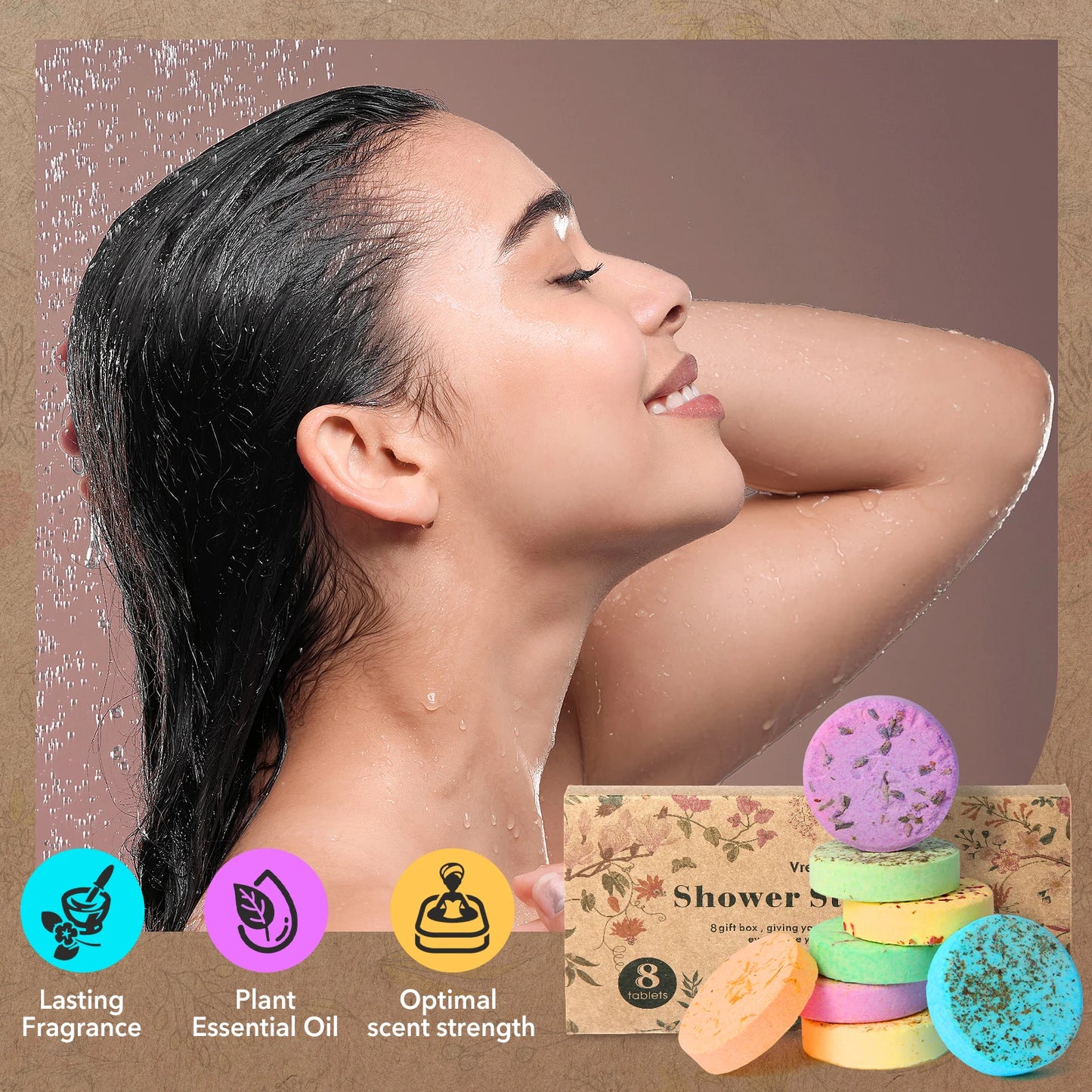 Shower Steamers Aromatherapy – 8 Pack Spa Gift Set for Women & Men