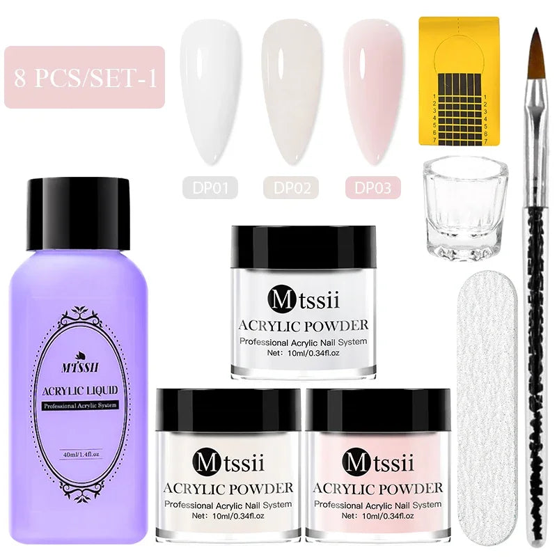 MTSSII 8pc Acrylic Nail Powder Set with Brush
