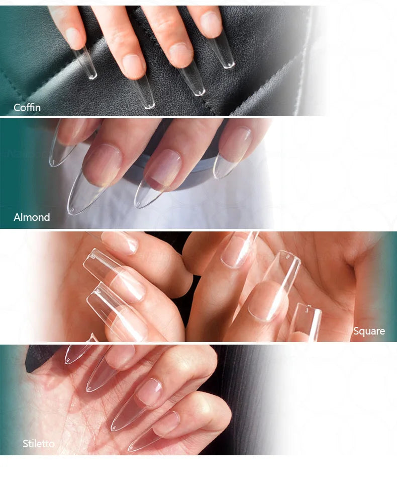 NAILPOP 120pcs Soft Gel Full Cover Press On Nails – Coffin Clear / Semi-Matte False Nail Tips - Roomsium