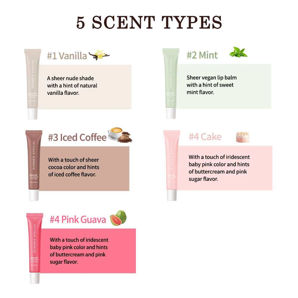 Summer Moisturizing Lip Balm Gloss – Transparent Lip Oil with Vanilla, Mint & Iced Coffee Scents - Roomsium