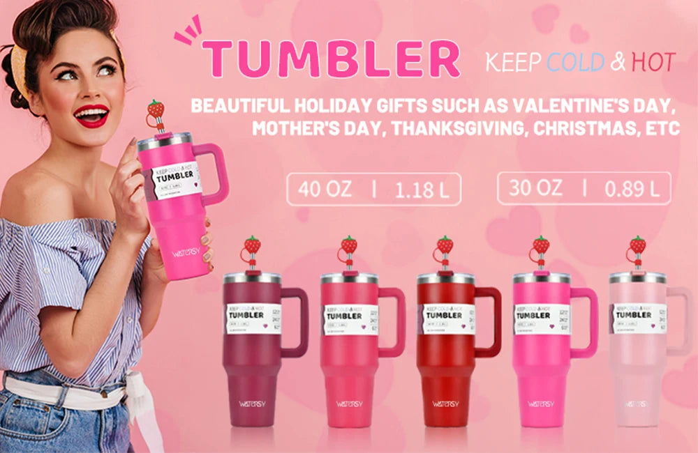 Watersy Stainless Steel Tumbler – 30oz / 40oz Large Capacity Vacuum Thermos Cup - Roomsium