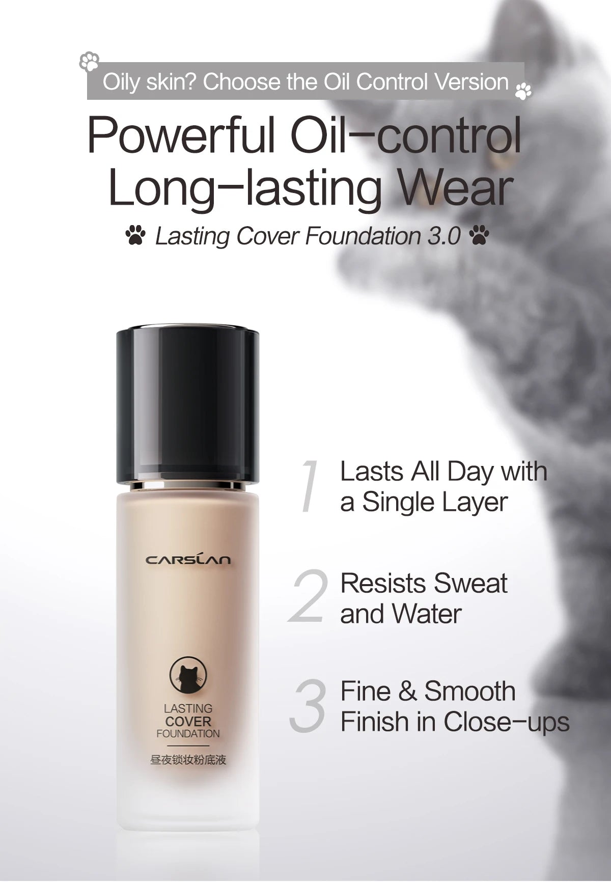 CARSLAN Long-Lasting Matte Liquid Foundation – Full Coverage Base