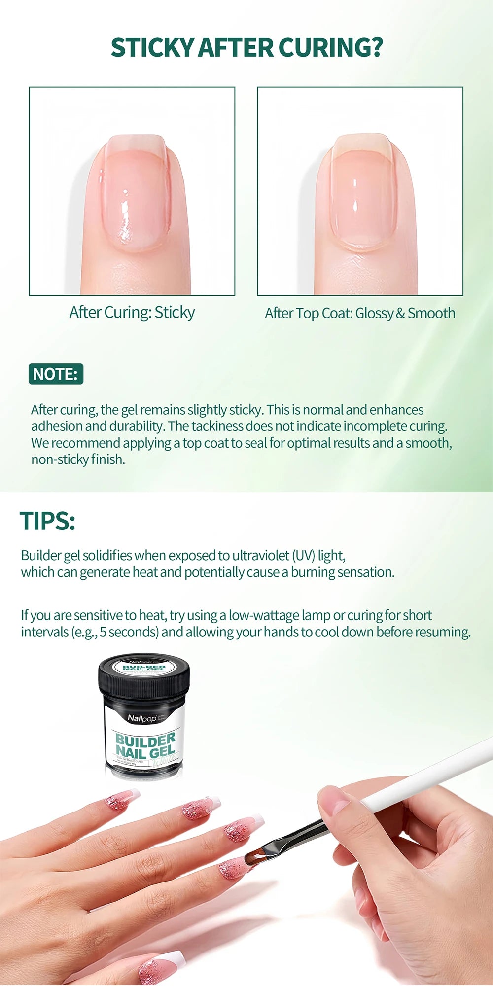 Nailpop Milky Smooth Builder Gel 30g / 100g – Self-Leveling Hard Gel for Nail Extension & Apex Building - Roomsium