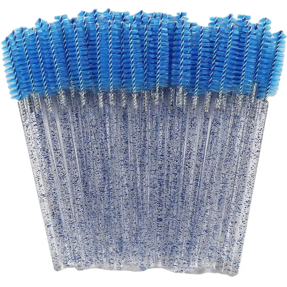 50PCS Disposable Eyelash & Eyebrow Brushes with Crystal Handle