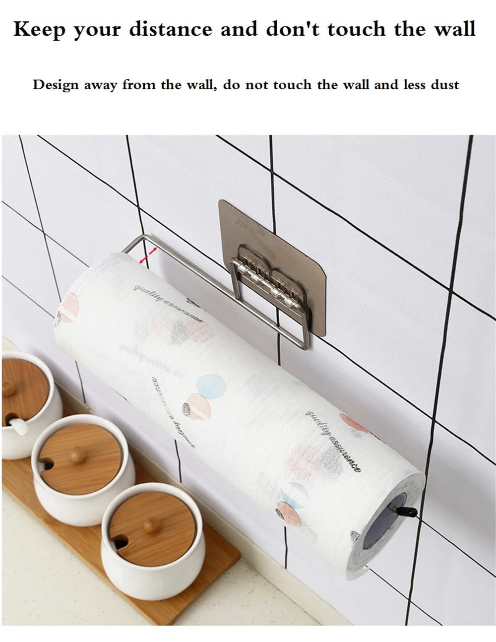 2PCS Stainless Steel Adhesive Paper Towel Holder