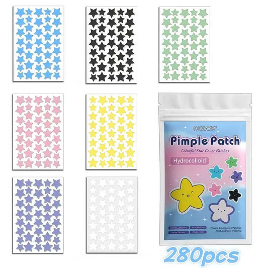 Seven-Color Star Pimple Patches – Invisible Hydrocolloid Acne Dots (280 / 1120 / 1680 pcs)
