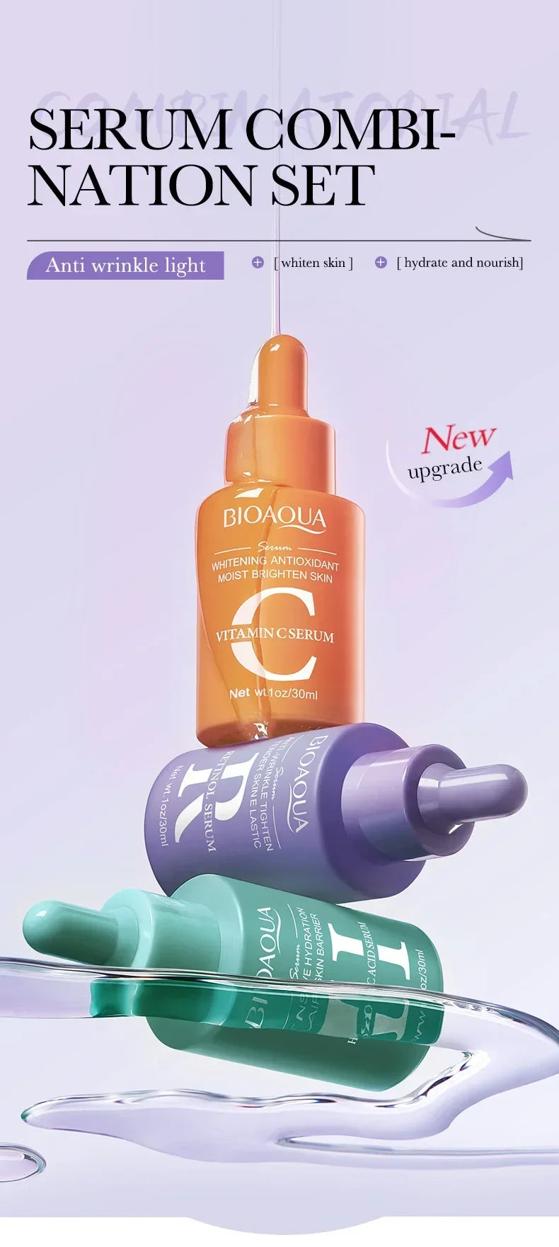 Vitamin C, Retinol & Hyaluronic Acid Serum Set – 3-Piece Facial Essence Kit - Roomsium