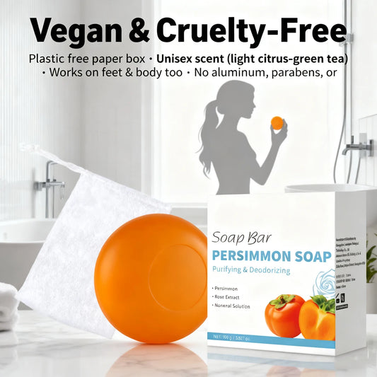 SAUVASINE Persimmon Soap Bar – Deodorizing Rose Scent Body Soap 100g - Roomsium