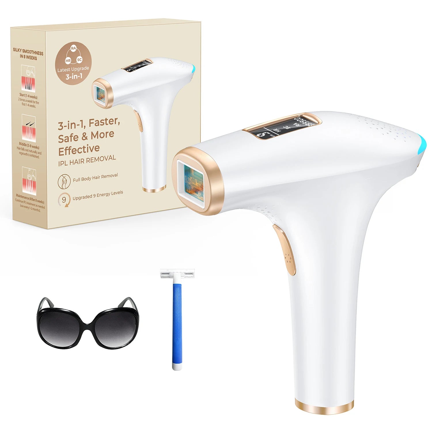 Totmizby 3-in-1 IPL Laser Hair Removal Device – Painless Home Epilator - Roomsium
