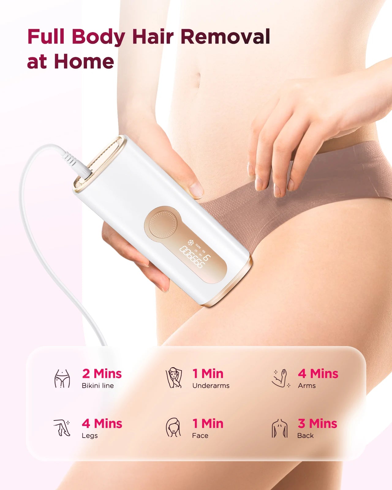 990,000-Flash IPL Hair Removal Device – At-Home Hair Reduction for Face & Body