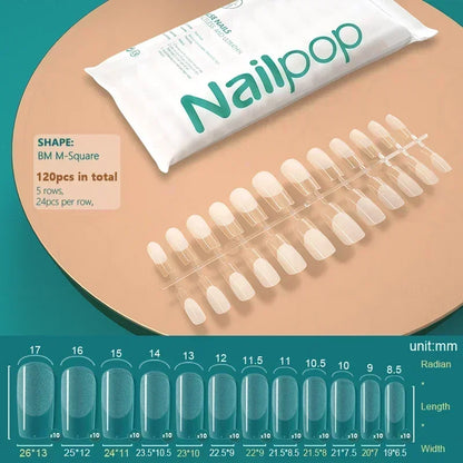 NAILPOP 120pcs Soft Gel Full Cover Press On Nails – Coffin Clear / Semi-Matte False Nail Tips - Roomsium