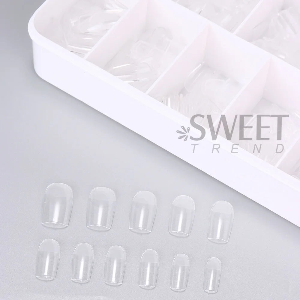 550pcs Soft Gel Full Cover Nail Tips – Almond & Coffin