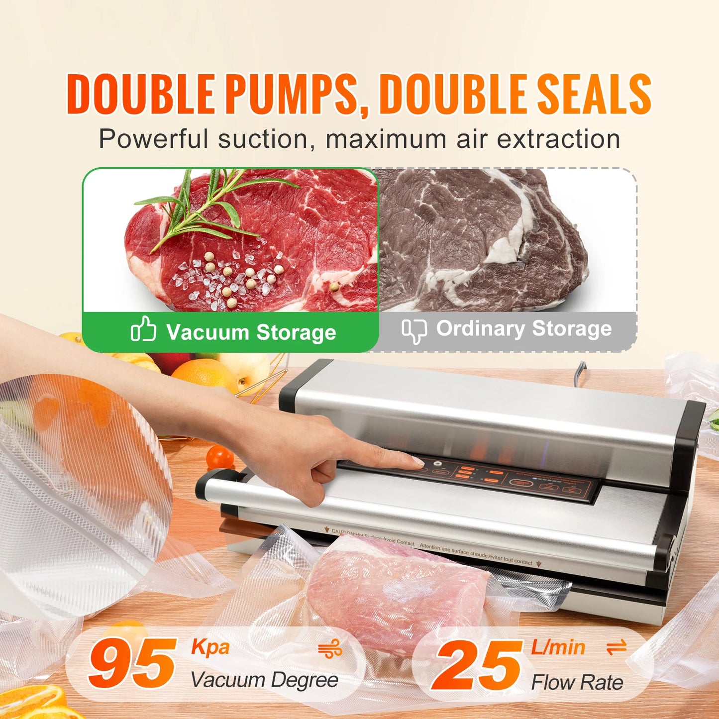 SucceBuy Commercial Vacuum Sealer Machine – Automatic Food Packaging with Cutter & Bag Storage - Roomsium