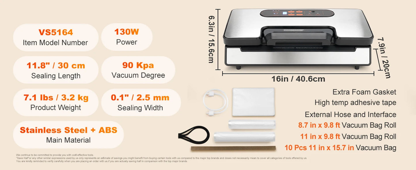 SucceBuy Commercial Vacuum Sealer Machine – Automatic Food Packaging with Cutter & Bag Storage - Roomsium