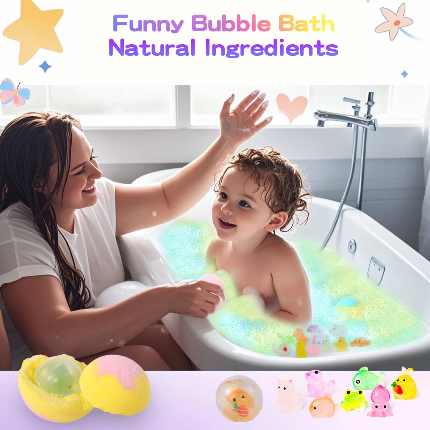 Bath Bombs for Kids with Surprise Inside – 24 Pack Bubble Bath Fizzies