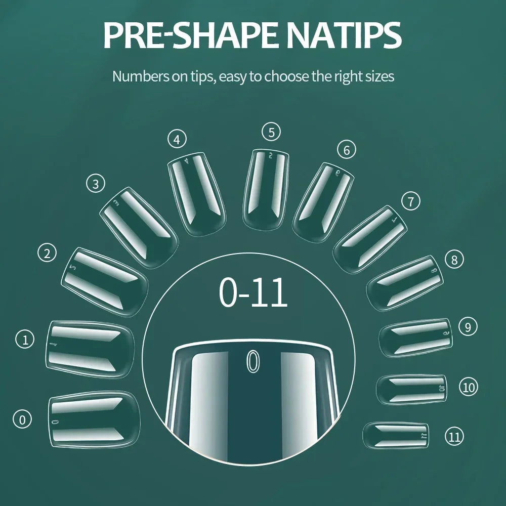 NAILPOP 600PCS Soft Gel X Nail Tips – Full Cover Coffin Almond Oval Pre-Buff Semi-Matte False Nails - Roomsium