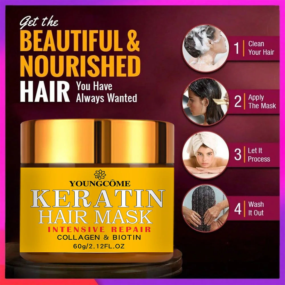 Keratin Hair Repair Mask with Biotin & Collagen – Deep Treatment