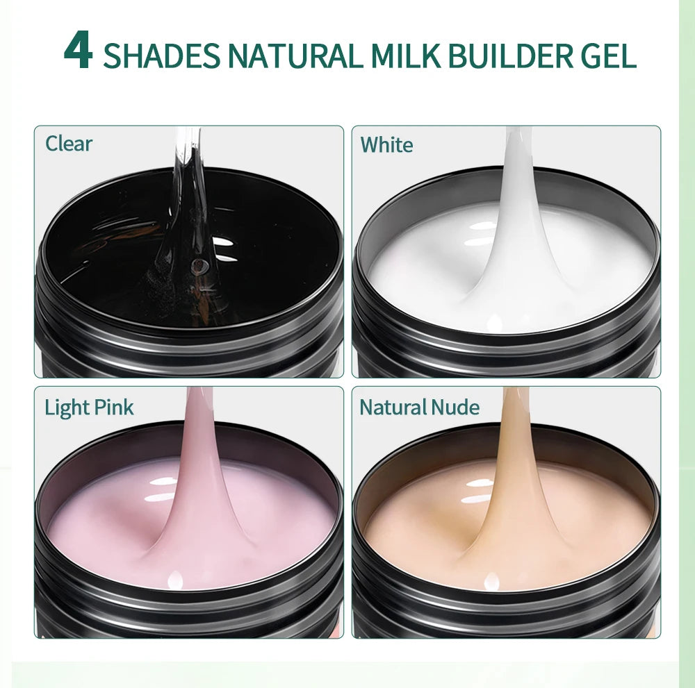 Nailpop Milky Smooth Builder Gel 30g / 100g – Self-Leveling Hard Gel for Nail Extension & Apex Building - Roomsium