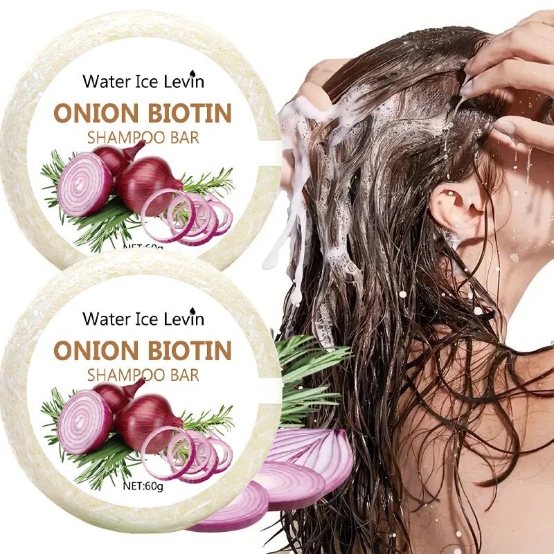 Onion & Biotin Shampoo Bar 60g – Rosemary-Infused Solid Hair Cleanser for All Hair Types - Roomsium