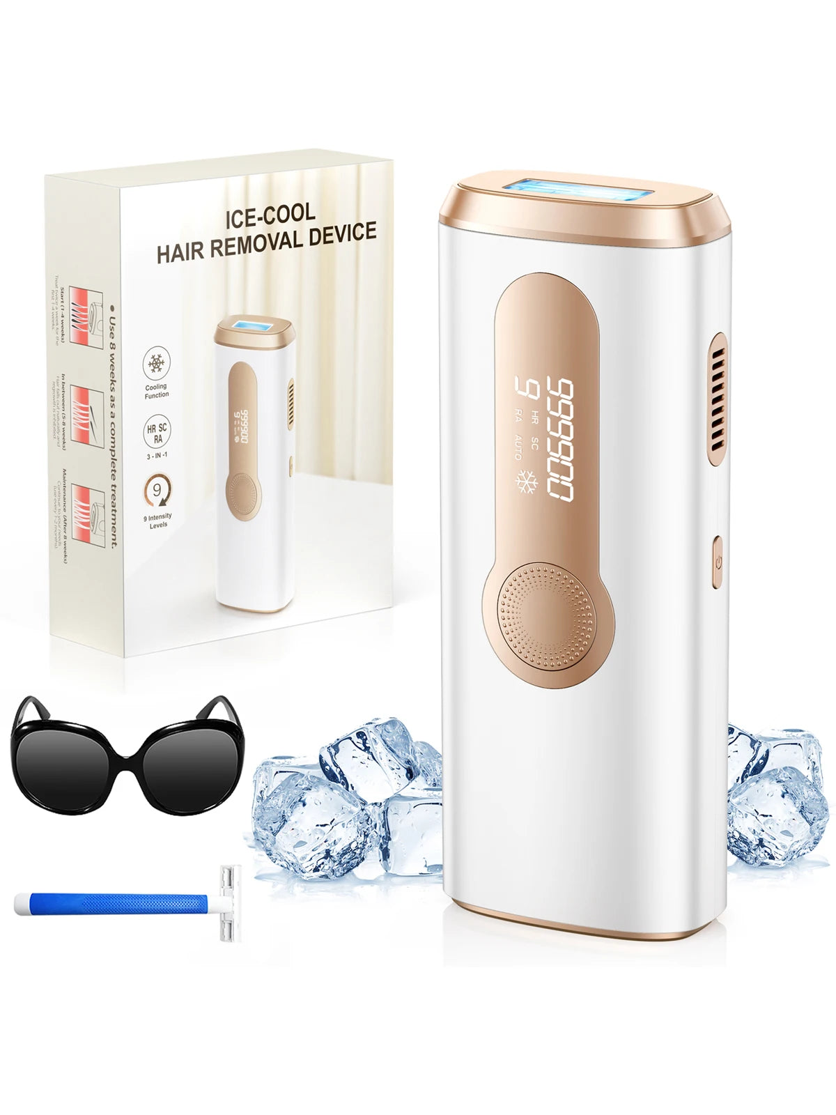 990,000-Flash IPL Hair Removal Device – At-Home Hair Reduction for Face & Body