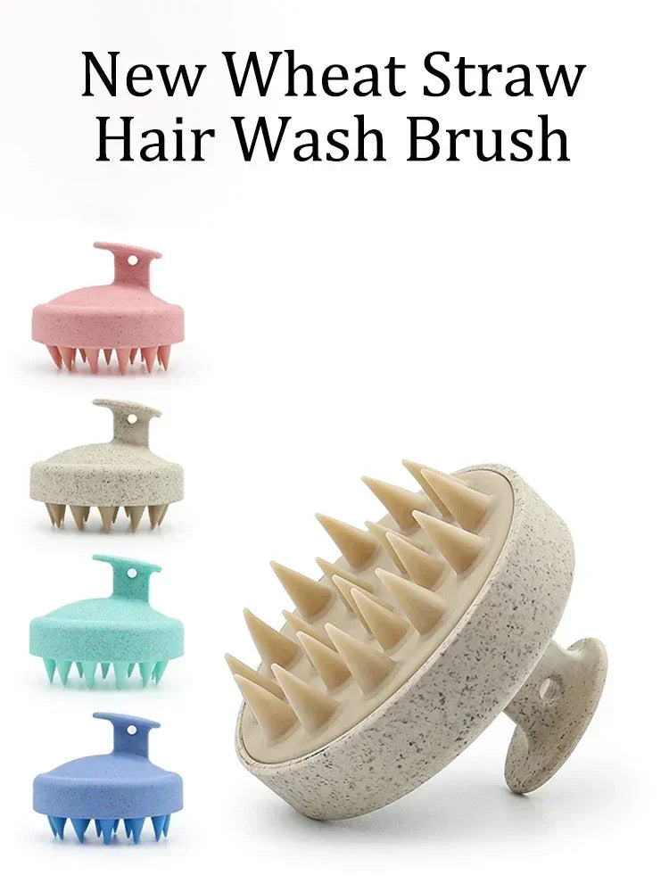 Silicone Scalp Shampoo Brush – Wheat Straw Hair Washing & Scalp Massage Comb (7×8cm) - Roomsium